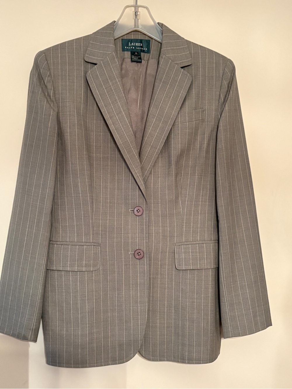 Ralph Lauren Blazer Women's Size 10 Gray Wool Pinstripe Jacket